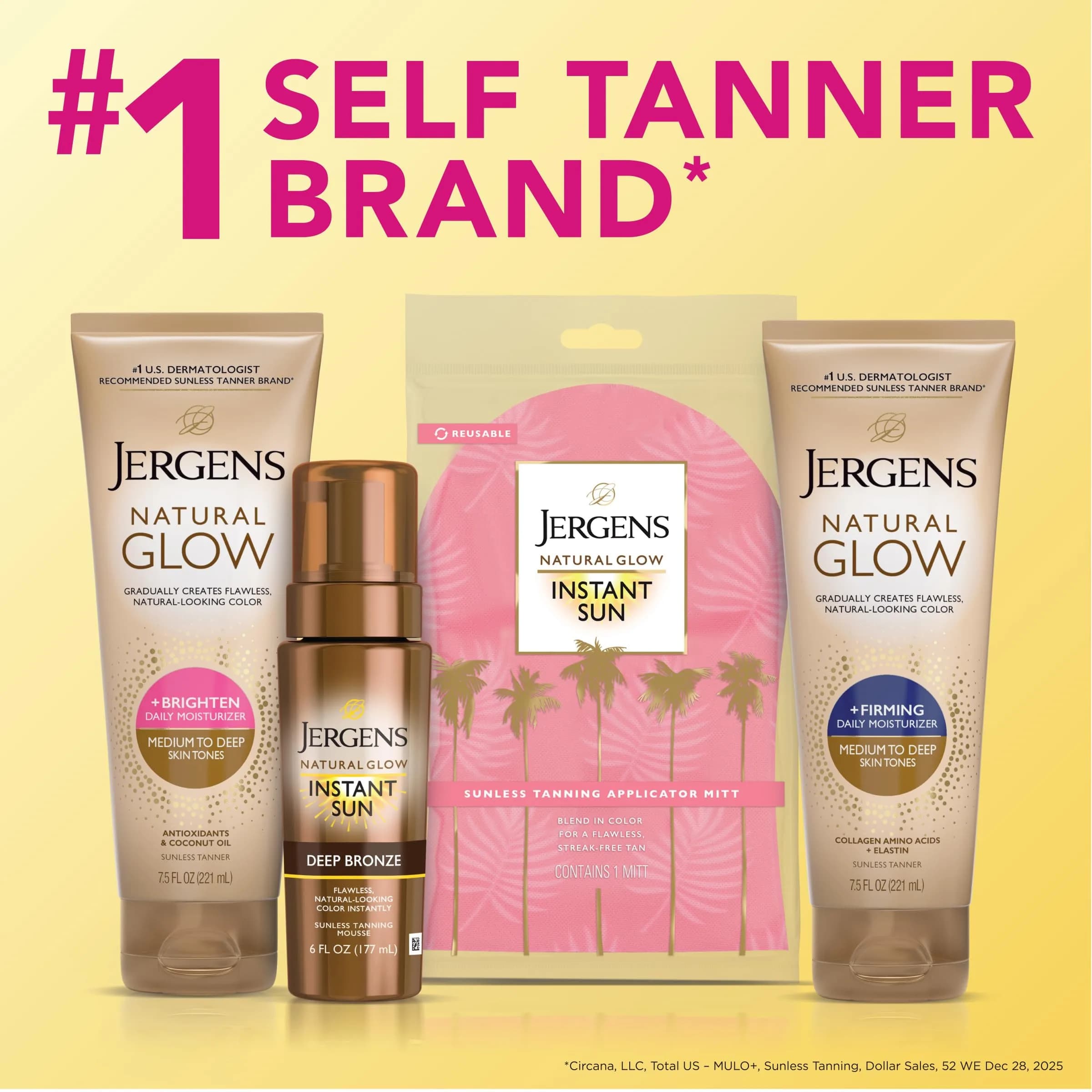 Jergens Natural Glow + Firming Daily Moisturizer Medium to Tan Skin Tones 222ml (7.5 Fl Oz) | Gradual Sunless Tanner with Cellulite Reduction - view 8