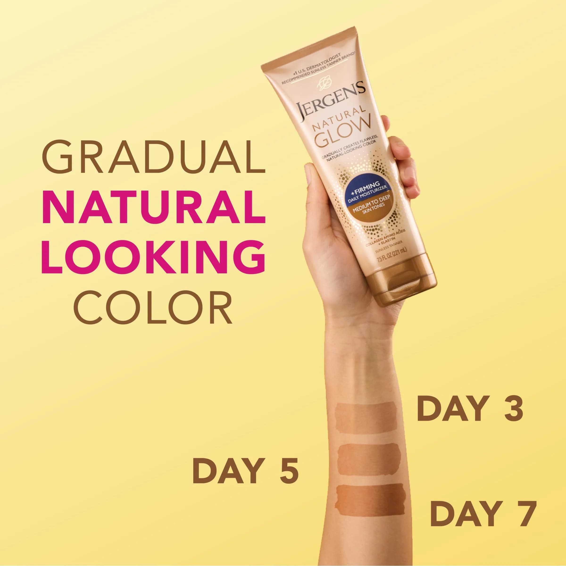 Jergens Natural Glow +Firming Body Lotion for Medium to Deep Skin Tones, 7.5 Fl Oz - USA Import - view 3