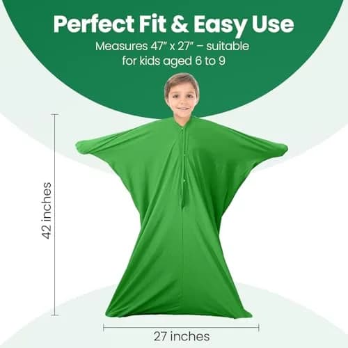 Sensory4U Kids Medium Green Body Sock | Calming Compression Sack for Autism, ADHD, Anxiety thumbnail 5