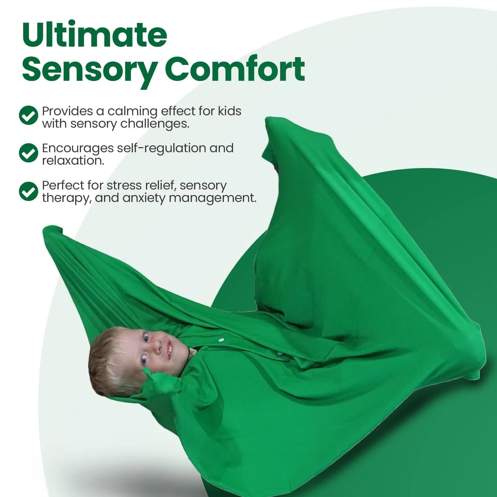 Sensory4U Medium Green Body Sock | Calming Compression Sack for Kids 6-9 Years - view 3