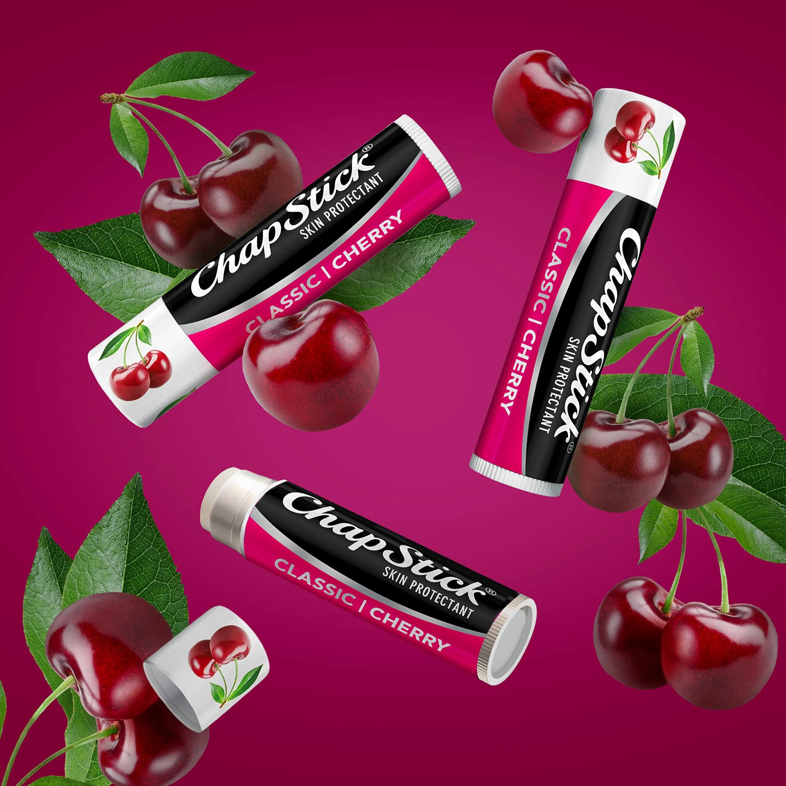 ChapStick Classic Cherry Flavored Lip Balm Tube SPF 0 (3-Pack, 0.45 oz Total) | Daily Hydration - view 2