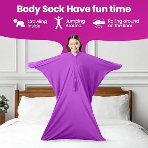 SENSORY4U Sensory Body Sock Medium Lavender Purple 119cm (47in) | Calming Compression Sack for Kids thumbnail 5