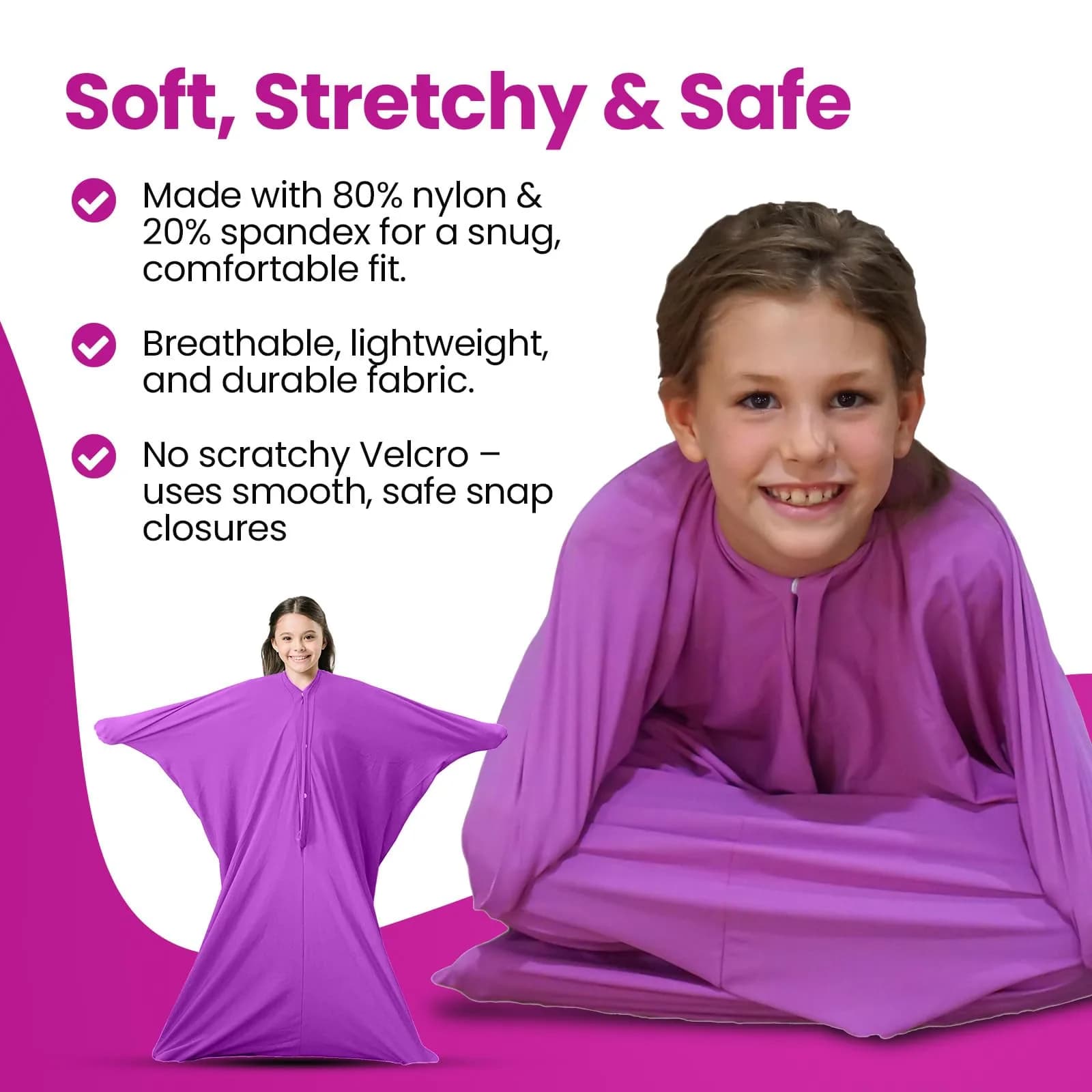 SENSORY4U Sensory Body Sock Medium Lavender Purple 119cm (47in) | Calming Compression Sack for Kids - view 2