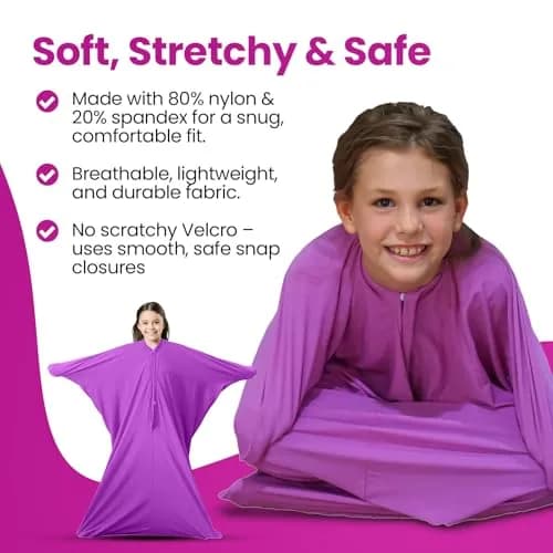 SENSORY4U Sensory Body Sock Medium Lavender Purple 119cm (47in) | Calming Compression Sack for Kids thumbnail 2