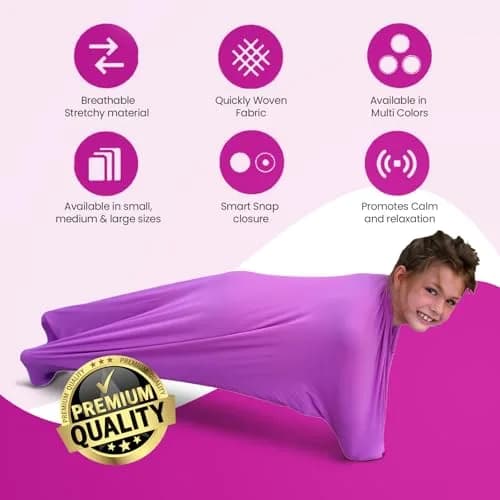 SENSORY4U Sensory Body Sock Medium Lavender Purple 119cm (47in) | Calming Compression Sack for Kids thumbnail 3
