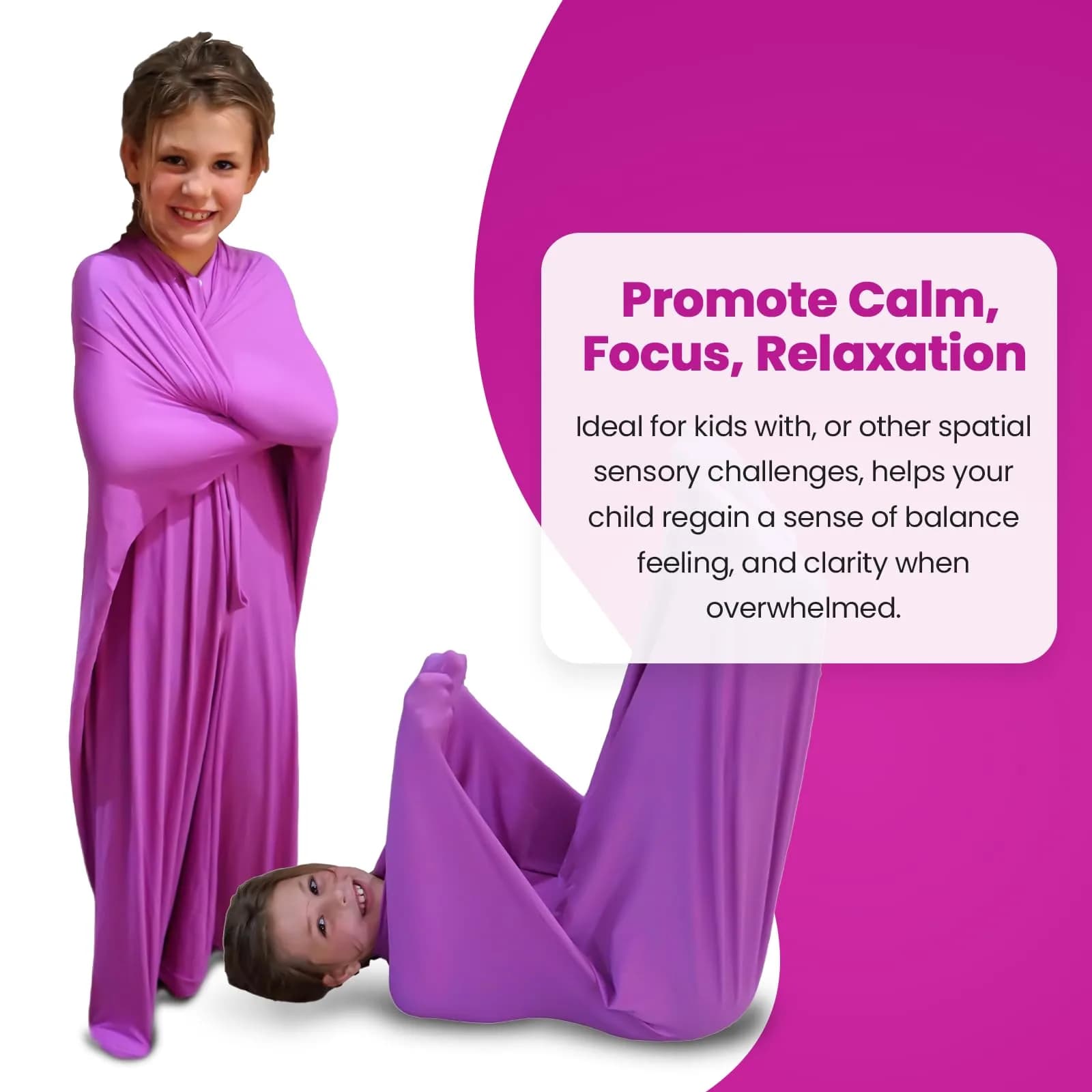 SENSORY4U Sensory Body Sock Medium Lavender Purple 119cm (47in) | Calming Compression Sack for Kids - view 4