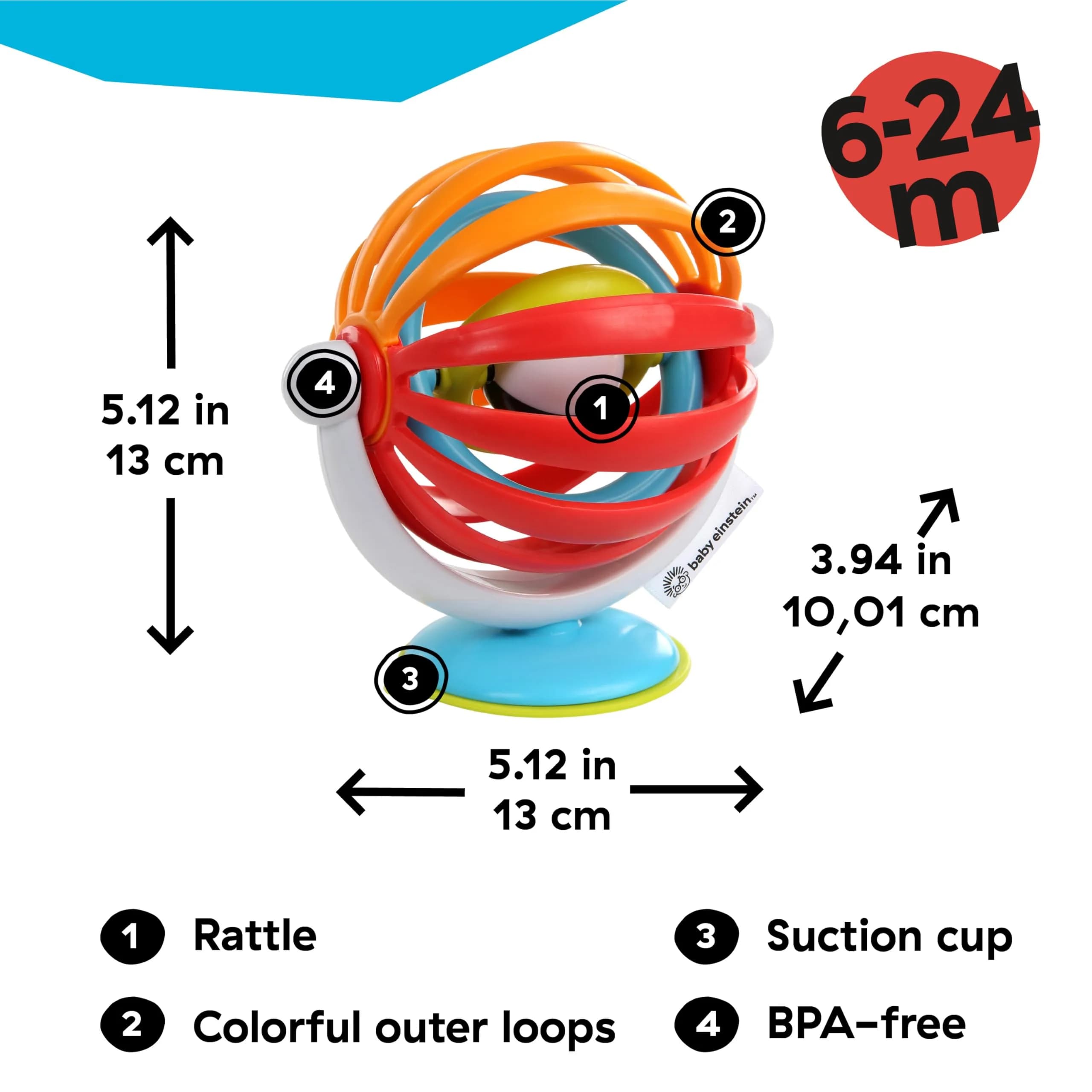 Baby Einstein Sticky Spinner BPA-Free High Chair Activity Toy | Ages 3 Months+ (1 Unit) thumbnail 6