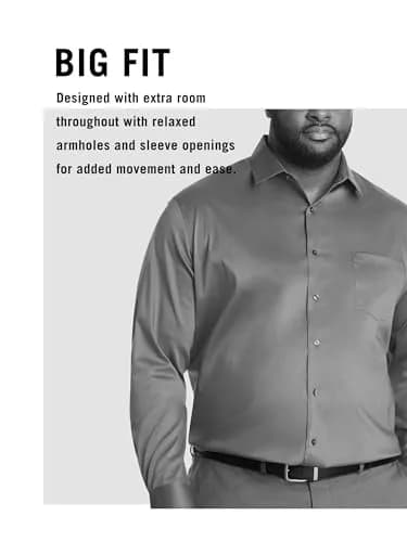 Kenneth Cole Unlisted Men's Dress Shirt Big & Tall Solid, Graphite, 18" Neck 34"-35" Sleeve | Breathable Cotton-Blend for All-Day Comfort thumbnail 5