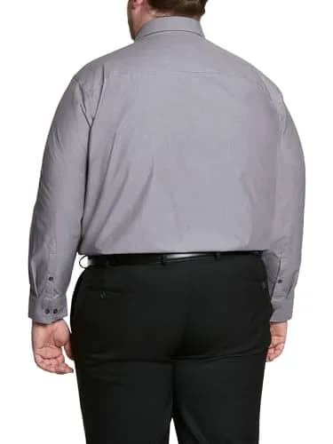 Kenneth Cole Unlisted Men's Dress Shirt Big & Tall Solid, Graphite, 18" Neck 34"-35" Sleeve | Breathable Cotton-Blend for All-Day Comfort thumbnail 2