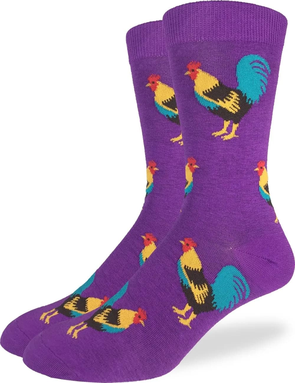 Good Luck Sock Men's Roosters Socks, Big & Tall, Shoe Size 13-17 | Premium Novelty Crew Socks for Casual Wear