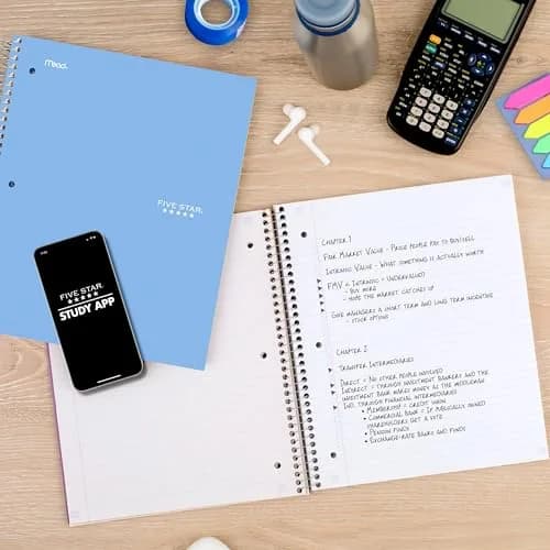 Five Star Spiral Notebook 5 Subject 200 Sheets 8.5" x 11" | College Ruled Paper with Study App & Water-Resistant Cover thumbnail 4