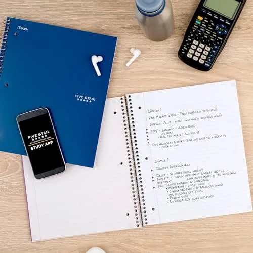 Five Star Spiral Notebook 5 Subject 200 Sheets 8.5" x 11" | College Ruled Paper with Study App & Water-Resistant Cover thumbnail 8