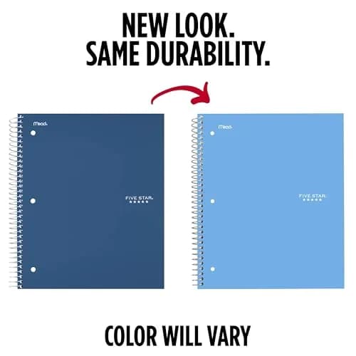 Five Star Spiral Notebook 5 Subject 200 Sheets 8.5" x 11" | College Ruled Paper with Study App & Water-Resistant Cover thumbnail 2