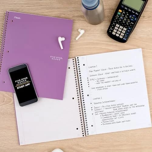 Five Star Spiral Notebook 5 Subject 200 Sheets College Ruled | Water-Resistant Cover, Amethyst Purple thumbnail 8