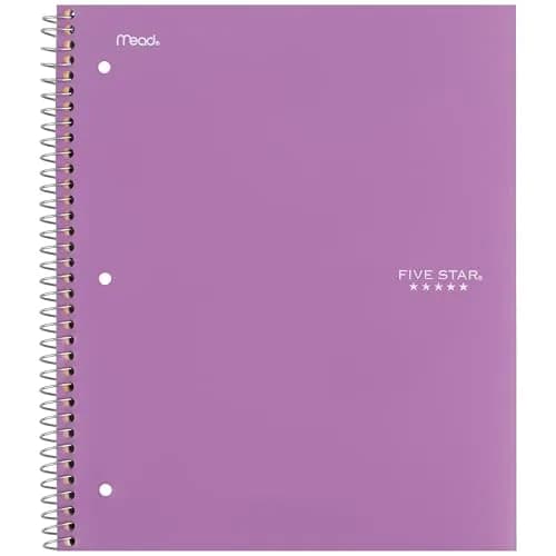 Five Star Spiral Notebook 5 Subject 200 Sheets College Ruled | Water-Resistant Cover, Amethyst Purple thumbnail 9