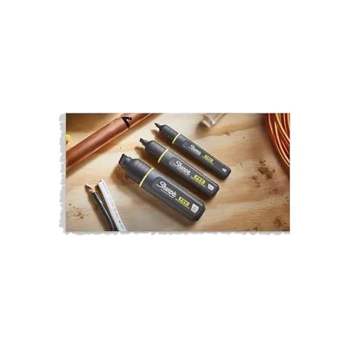 Sharpie Pro Permanent Markers, Anti-Roll Barrel, Fine Tip, Black, 12 Count | Marks on Wet & Oily Surfaces thumbnail 5