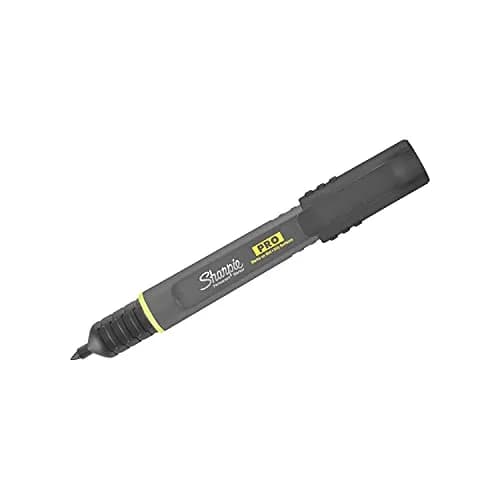 Sharpie Pro Permanent Markers, Anti-Roll Barrel, Fine Tip, Black, 12 Count | Marks on Wet & Oily Surfaces thumbnail 2