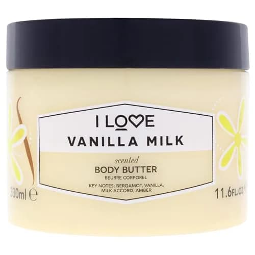 I LOVE Vanilla Milk Scented Body Butter 10.1 oz | Hydrating for Dry Skin, Vitamin E & Aloe Vera thumbnail 1