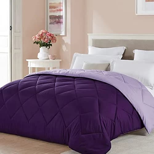 Seward Park Full Queen Size Reversible Comforter Plum Purple | All Season Bedding thumbnail 7
