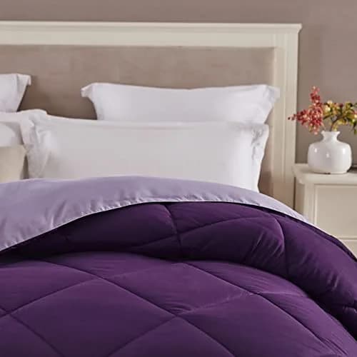 Seward Park Full Queen Size Reversible Comforter Plum Purple | All Season Bedding thumbnail 2