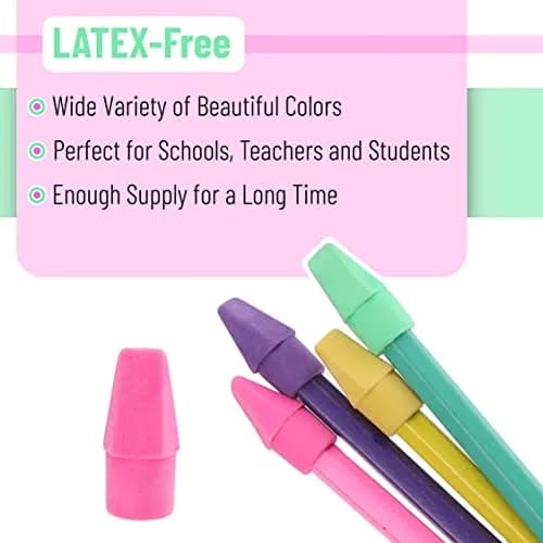 Mr. Pen Pencil Top Erasers 120 Pack Multicolored | Bulk Pack Eraser for Students & Professionals thumbnail 4