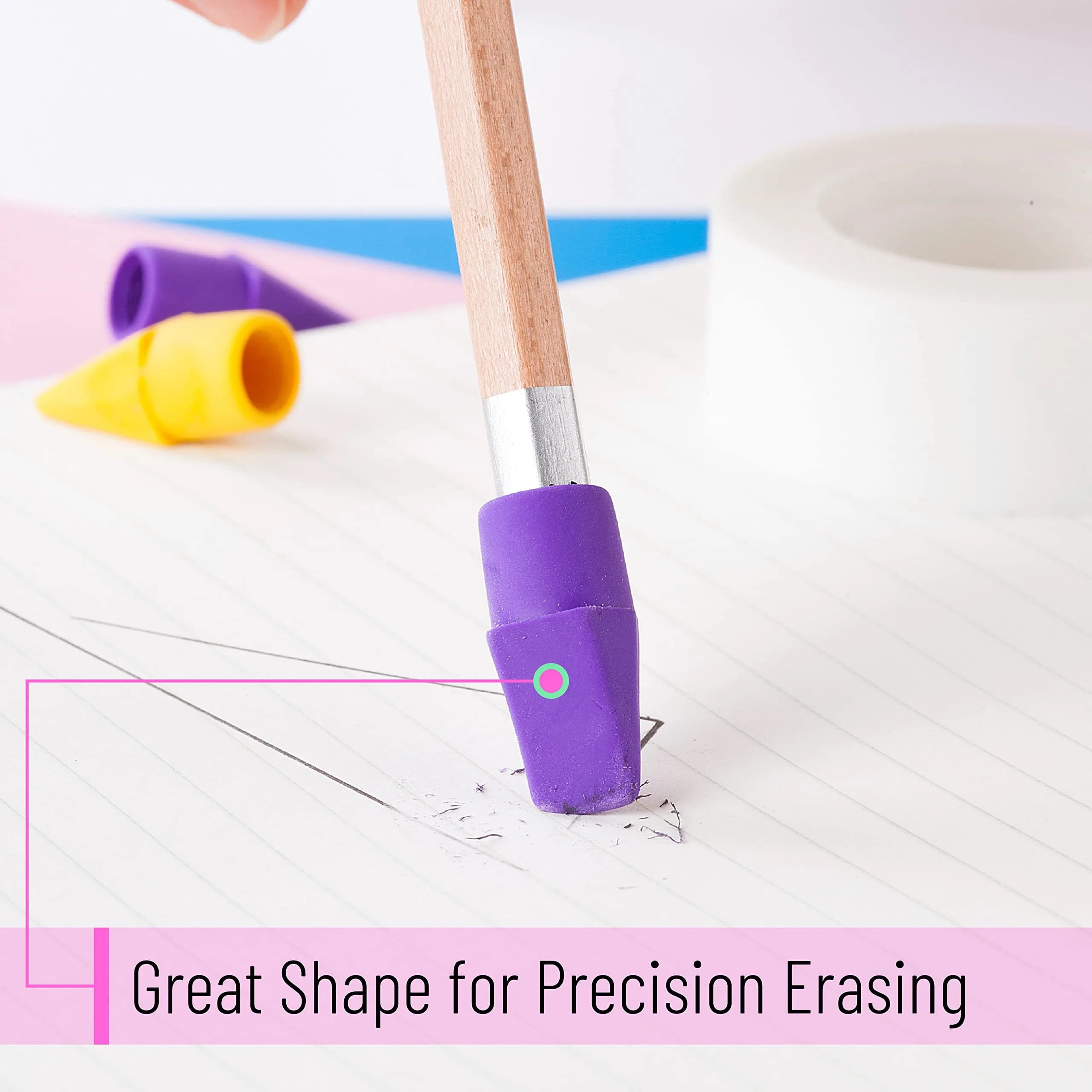 Mr. Pen Pencil Top Erasers 120 Pack Multicolored | Bulk Pack Eraser for Students & Professionals - view 5