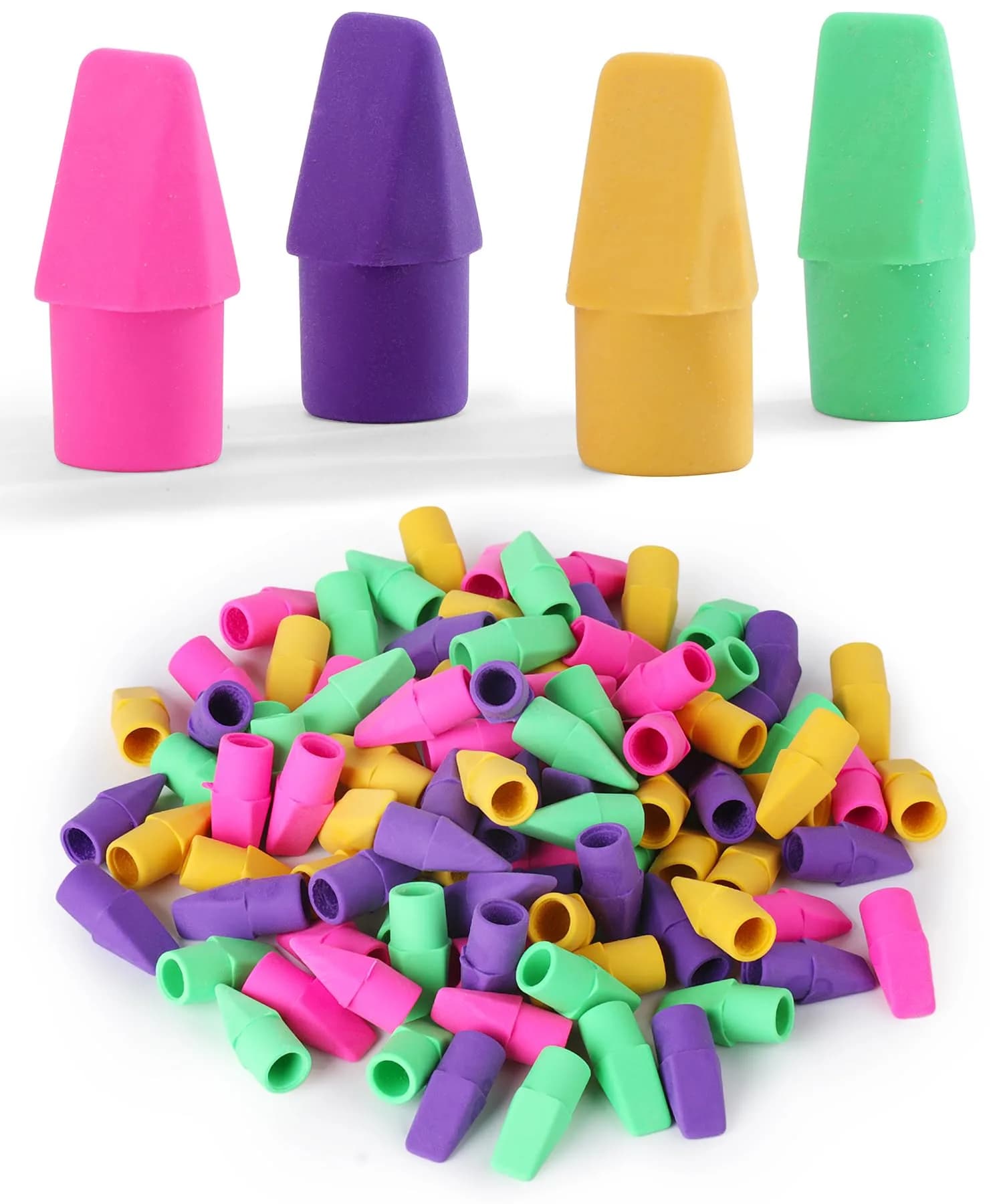Mr. Pen Pencil Top Erasers 120 Pack Multicolored | Bulk Pack Eraser for Students & Professionals - main product image
