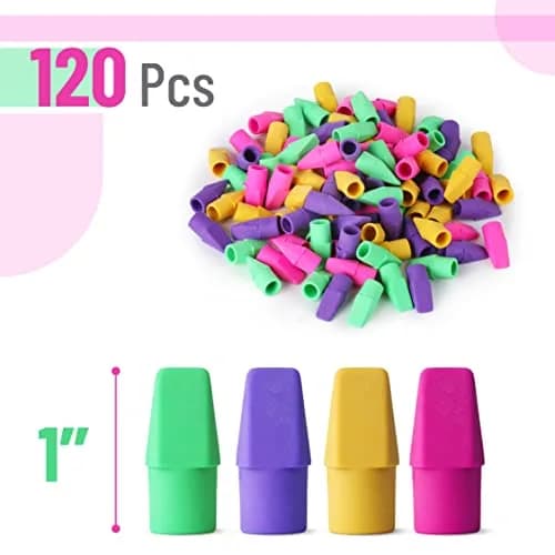 Mr. Pen Pencil Top Erasers 120 Pack Multicolored | Bulk Pack Eraser for Students & Professionals thumbnail 2