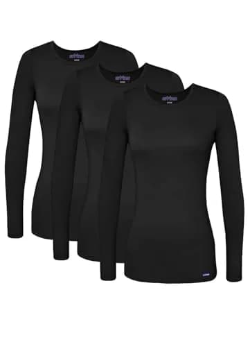 Sivvan Long Sleeve Comfort Underscrub Tee 3-Pack | Classic Fit, Tagless Crew Neck, Black, M thumbnail 1