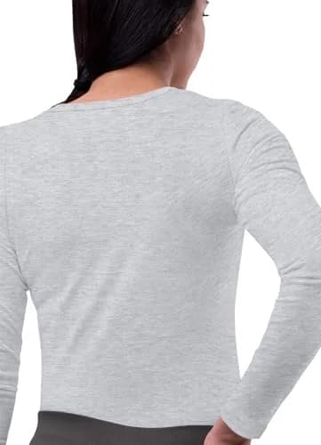 Sivvan Scrubs for Women - Long Sleeve Comfort Underscrub Tee 3-Pack - Marl Gray - XL | Classic Fit, Tagless Crew Neck thumbnail 4