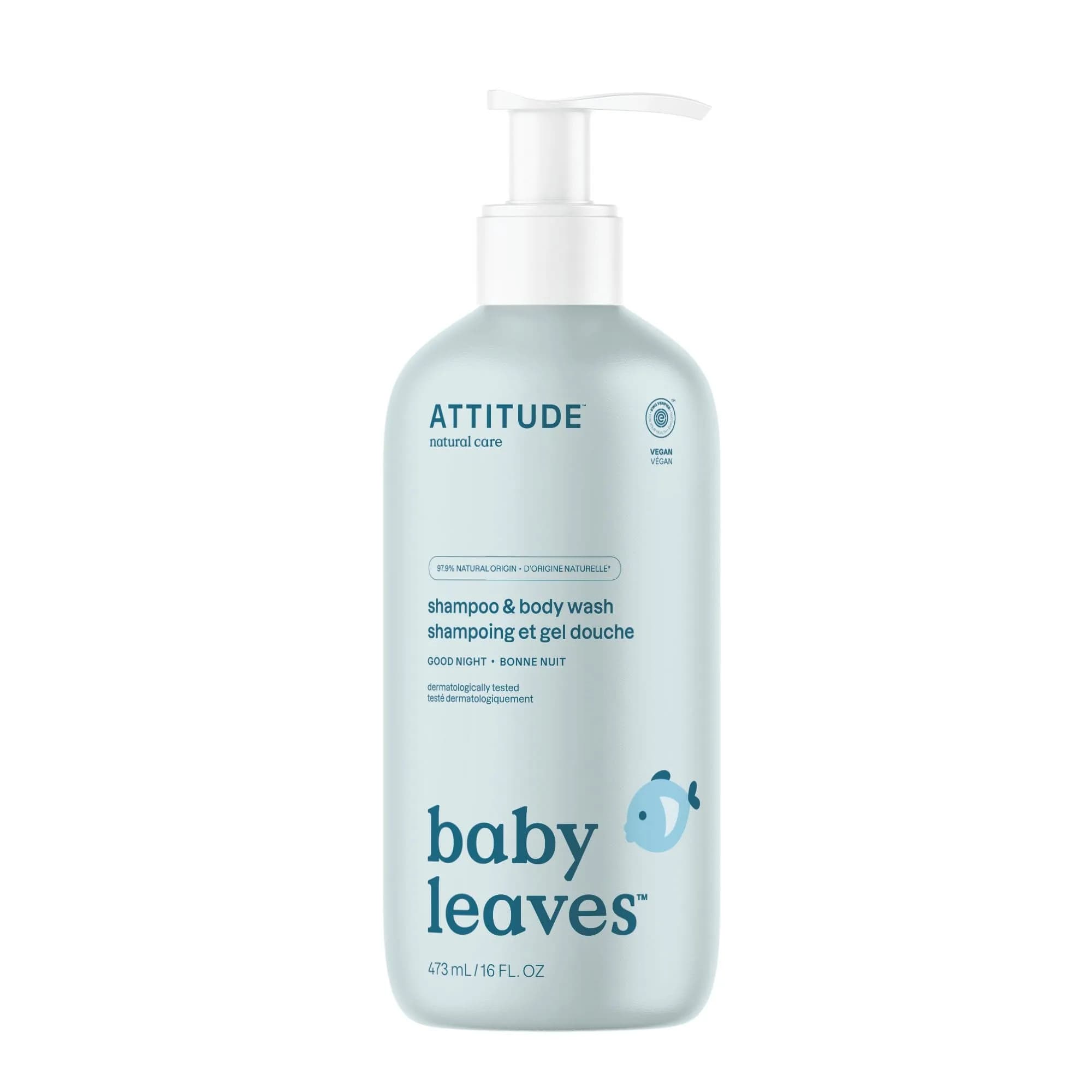 ATTITUDE 2-in-1 Baby Shampoo and Body Wash, EWG Verified, 473ml (16 Fl Oz) | Gentle Tear-Free Formula - main product image