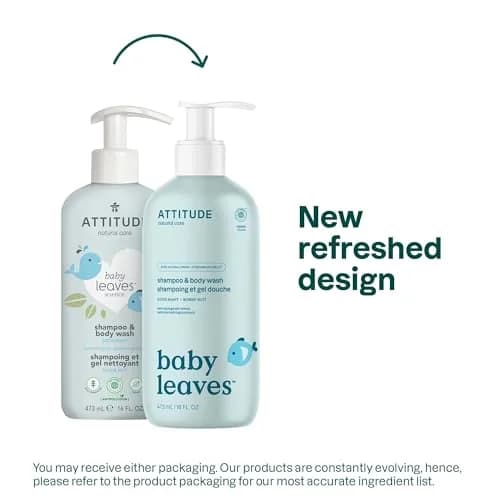ATTITUDE 2-in-1 Baby Shampoo and Body Wash, EWG Verified, 473ml (16 Fl Oz) | Gentle Tear-Free Formula thumbnail 2