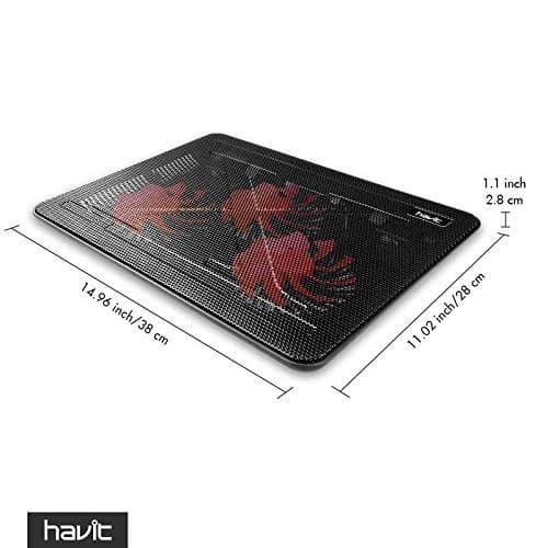 havit HV-F2056 Laptop Cooling Pad for 15.6-17 Inch Laptops, Black | 3 Quiet USB-Powered Fans, Ergonomic Stand thumbnail 9