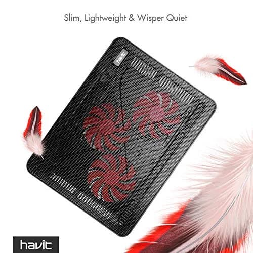 havit HV-F2056 Laptop Cooling Pad for 15.6-17 Inch Laptops, Black | 3 Quiet USB-Powered Fans, Ergonomic Stand thumbnail 3