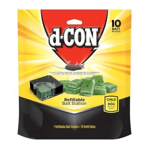 d-Con Mouse Poison Bait Station Refills, Corner Fit, 10 Count | Safer, Weather-Resistant Mouse Bait for Indoors & Outdoors thumbnail 1