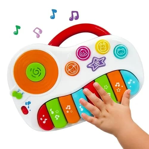 KiddoLab Musical Piano Toy for 1-3 Year Olds | 8-Key Rainbow Keyboard with DJ Turntable & Animal Sounds thumbnail 1