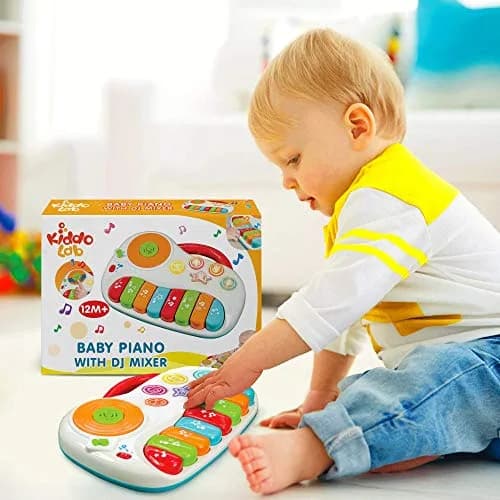 KiddoLab Musical Piano Toy for 1-3 Year Olds | 8-Key Rainbow Keyboard with DJ Turntable & Animal Sounds thumbnail 5
