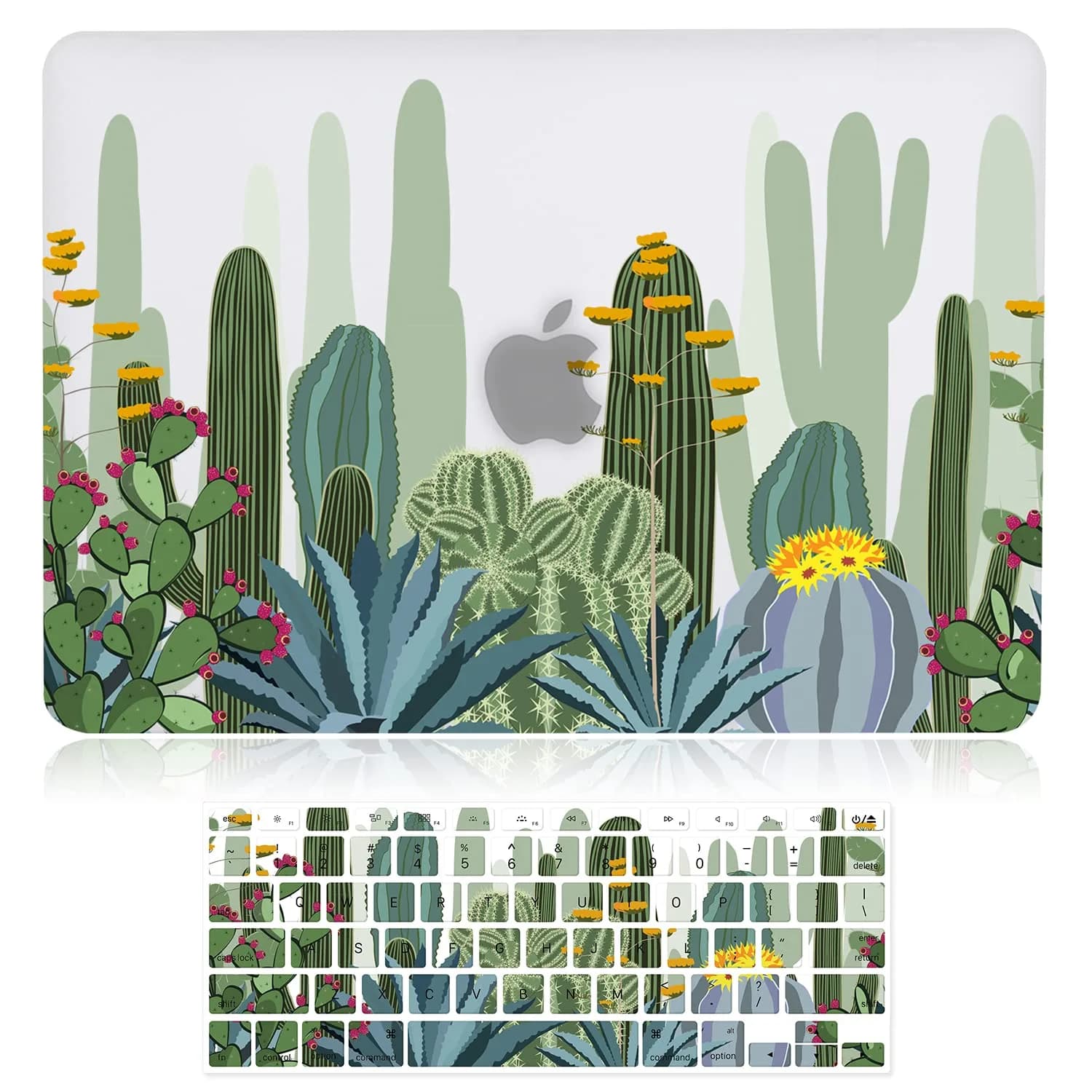 iDonzon Case for MacBook Air 13 inch (A1466/A1369) | 3D Matte Clear See Through Cover & Keyboard — Green