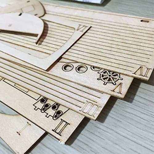 HAPYLY Scale DIY Hobby Wooden Ship Model Kit 1:130 (38cm x 13cm x 27cm) | Classic Sailing Boat Assembly for Adults thumbnail 5