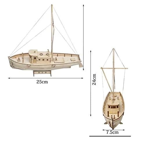 HAPYLY Scale DIY Hobby Wooden Ship Model Kit 1:130 (38cm x 13cm x 27cm) | Classic Sailing Boat Assembly for Adults thumbnail 6