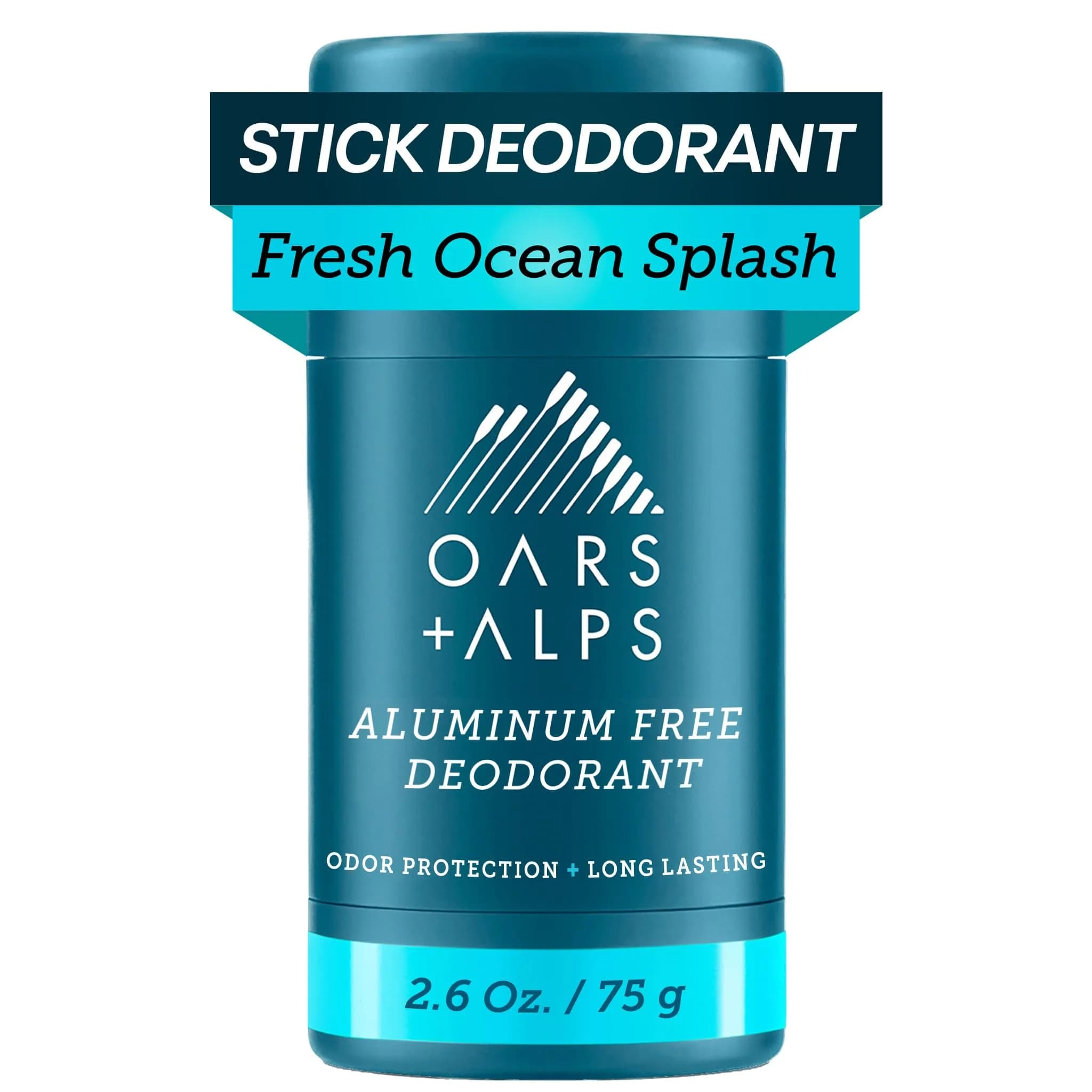Oars + Alps Aluminum Free Men's Deodorant, Clear Gel 74ml (2.6 oz) | Odor Absorption & Movement Glide — Fresh Ocean Splash