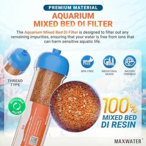 Max Water Mixed Bed Ion Exchange RODI Aquarium Filter Resin Replacement Cartridge | Produces 0 ppm TDS (70-120c) thumbnail 4