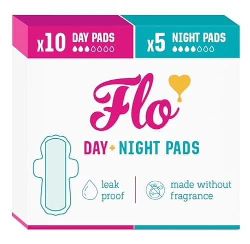 FLO Organic Bamboo Day + Night Menstrual Pads (15 Count) | Plant-Based, Ultra-Thin, Hypoallergenic thumbnail 1
