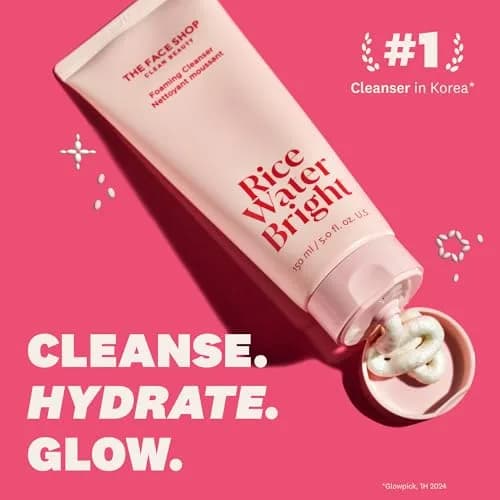 The Face Shop Rice Water Bright Foaming Cleanser 10.1 fl oz | Deep Pore & Radiance Boost thumbnail 3
