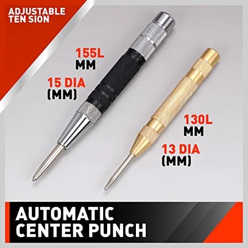 HORUSDY Automatic Centre Hole Punch 2-Pack, Adjustable Impact, Metal Body | For Accurate Marking thumbnail 2