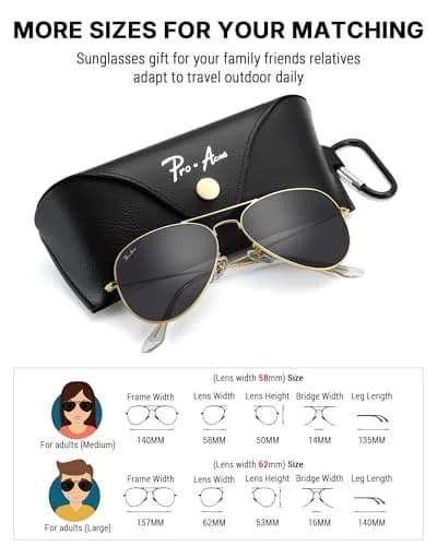 Pro Acme Classic Aviator Sunglasses Glass Lens Metal UV400 Men Women | Timeless Style & Clear Vision thumbnail 5