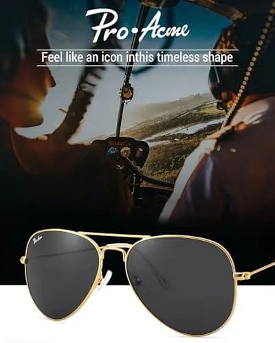 Pro Acme Classic Aviator Sunglasses Glass Lens Metal UV400 Men Women | Timeless Style & Clear Vision thumbnail 3