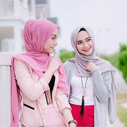 LMVERNA Plain Chiffon hijab Thick Chiffon Muslim fashion Long Scarf wrap scarves (Navy blue) | Soft & Lightweight thumbnail 6