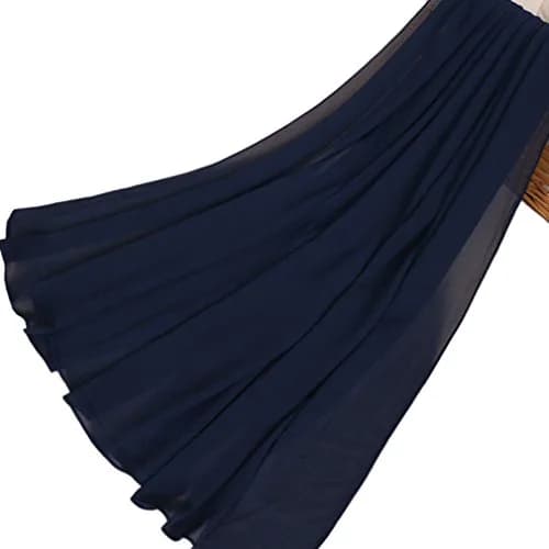 LMVERNA Plain Chiffon hijab Thick Chiffon Muslim fashion Long Scarf wrap scarves (Navy blue) | Soft & Lightweight thumbnail 3
