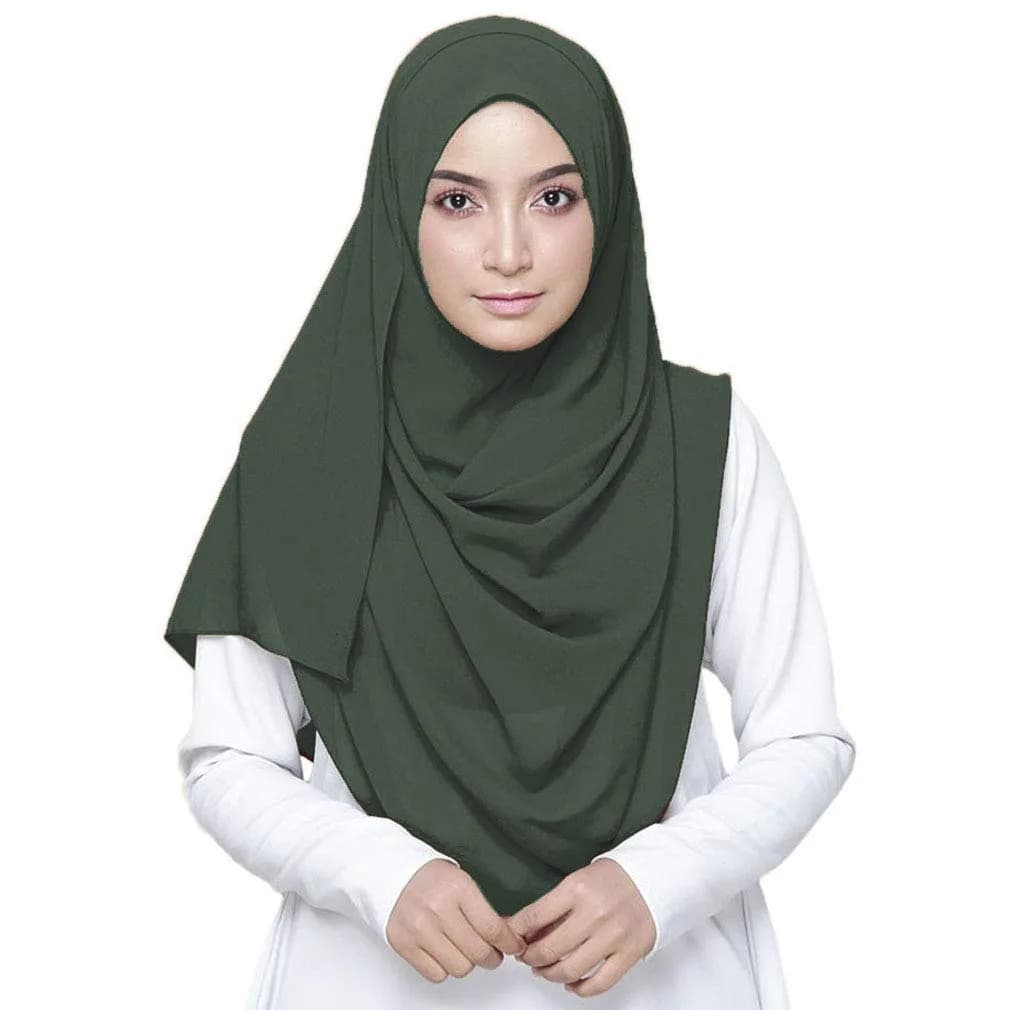 LMVERNA Plain Chiffon hijab Thick Chiffon Muslim fashion Long Scarf wrap scarves (Navy blue) | Soft & Lightweight — Dark Green